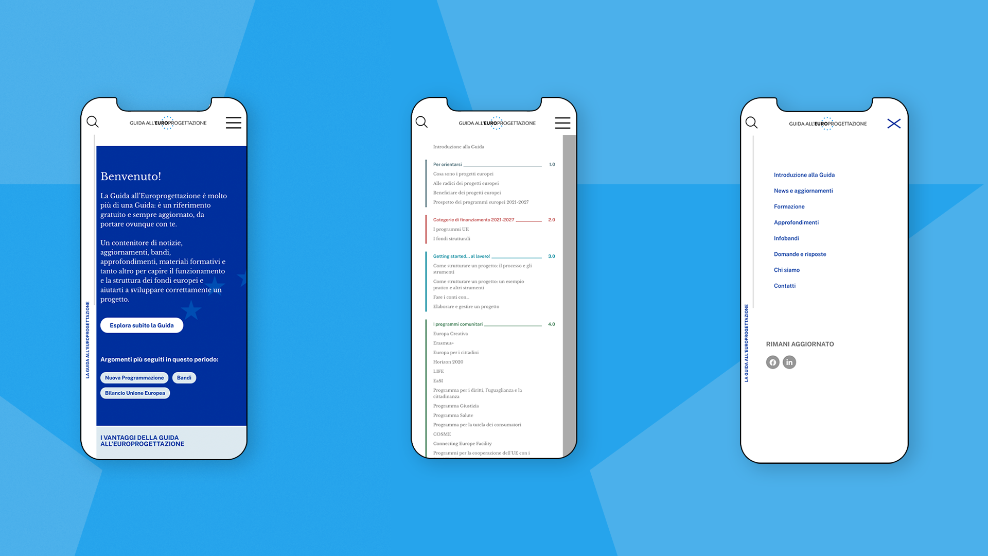 Vista mobile della Guida all'Europrogettazione