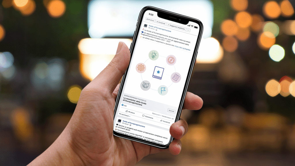 I social in mobile della Guida all'Europrogettazione